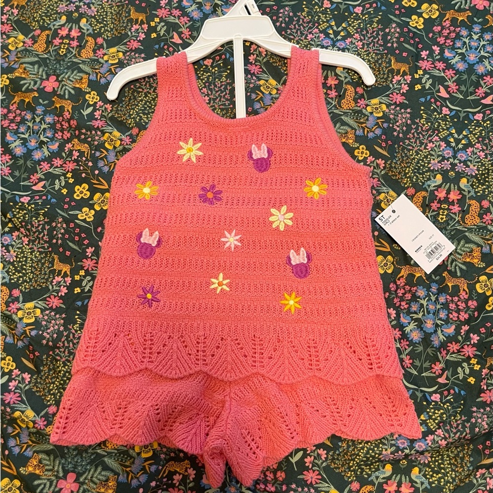 Pink mini mouse Crochet Floral Romper